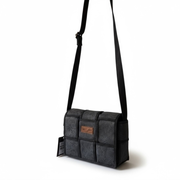 Wrangler Gray Floral Patterned Crossbody Bag NWT - Picture 3 of 7